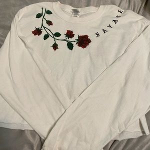 Savage red roses long sleeve crop shirt